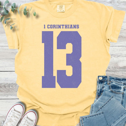 1 Corinthians 13 T-shirt in Butter - Christian graphic tee