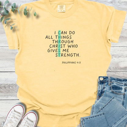 Philippians 413 T-shirt in Butter - Christian graphic tee