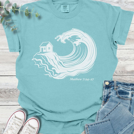 Built On Rock T-shirt in Chalky Mint - Christian graphic tee