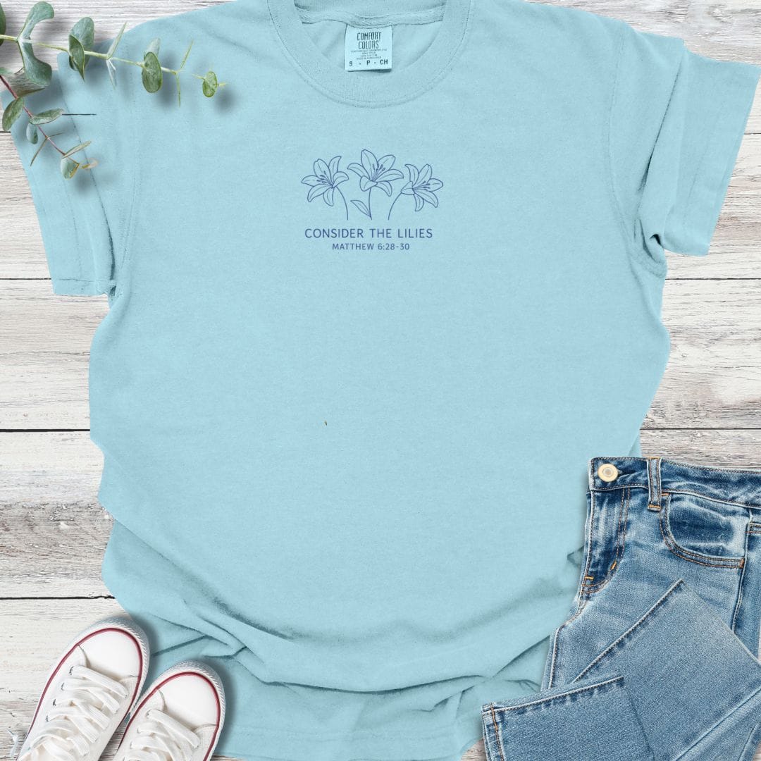 Lilies T-Shirt in Chambray - Christian graphic tee