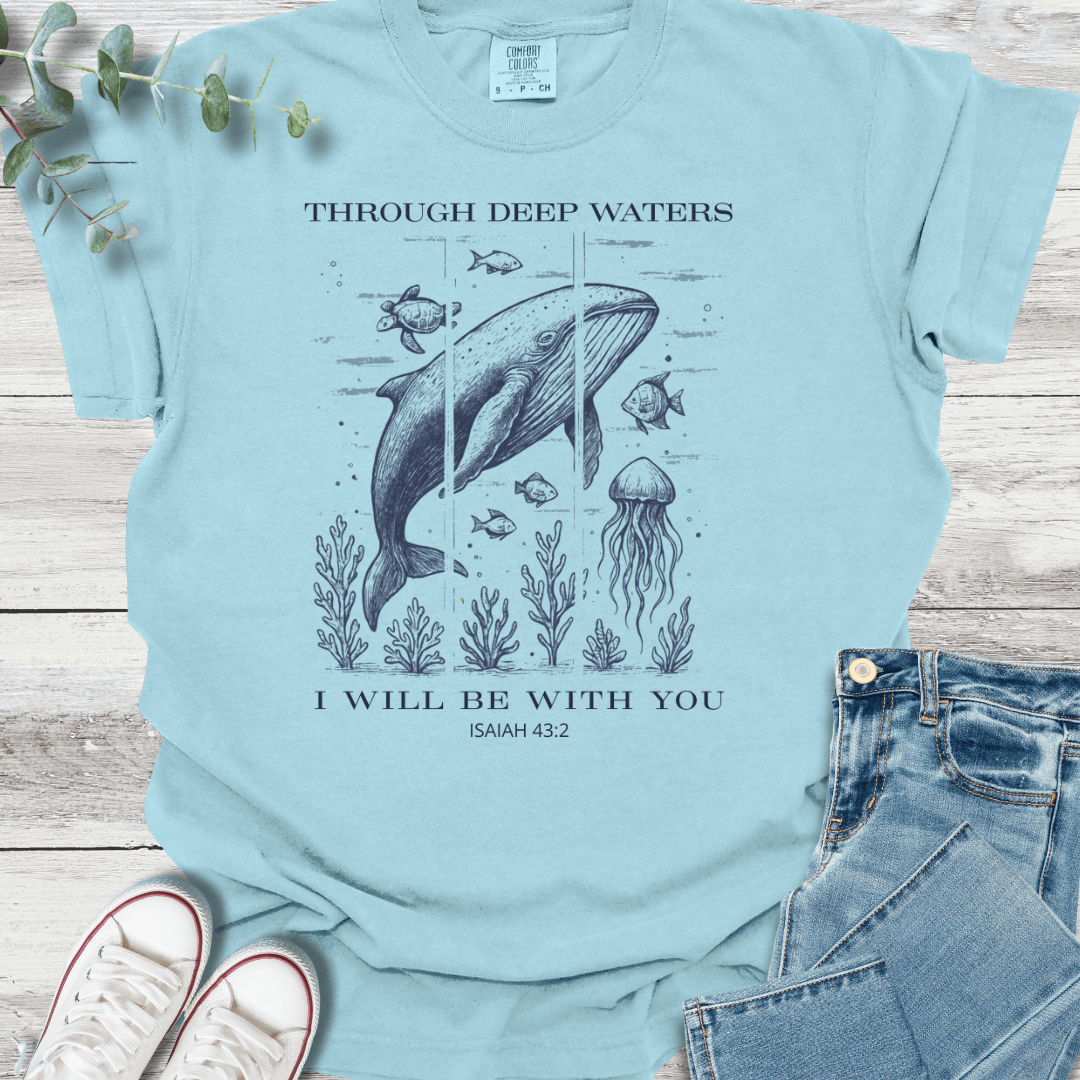 Deep Waters T-shirt in Chambray - Christian graphic tee