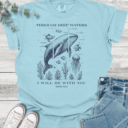 Deep Waters T-shirt in Chambray - Christian graphic tee