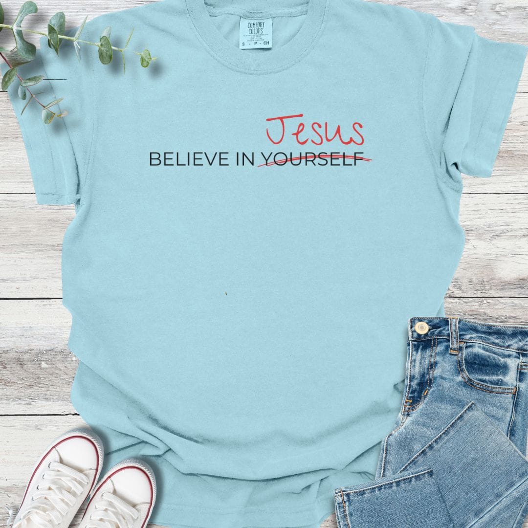 Believe Better T-Shirt in Chambray - Christian graphic tee