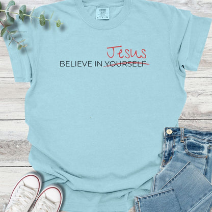 Believe Better T-Shirt in Chambray - Christian graphic tee