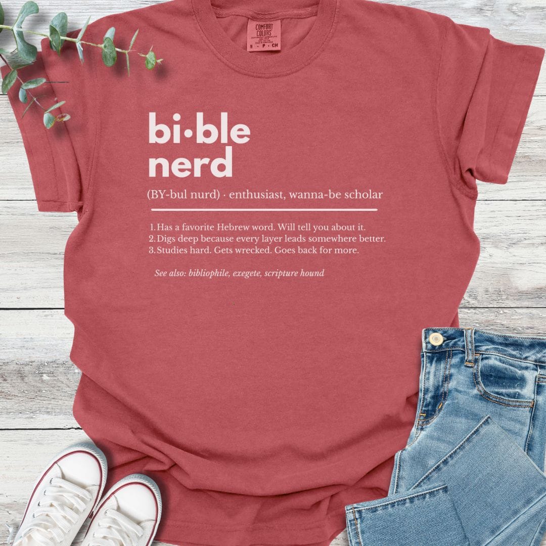 Bible Nerd Definition T-shirt in Crimson - Christian graphic tee