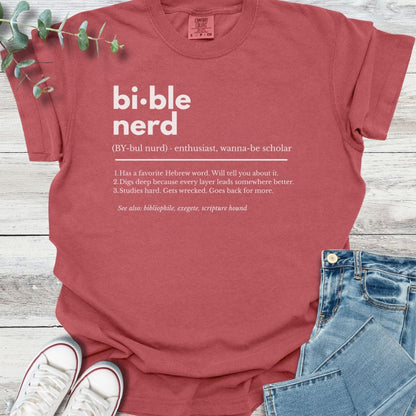 Bible Nerd Definition T-shirt in Crimson - Christian graphic tee