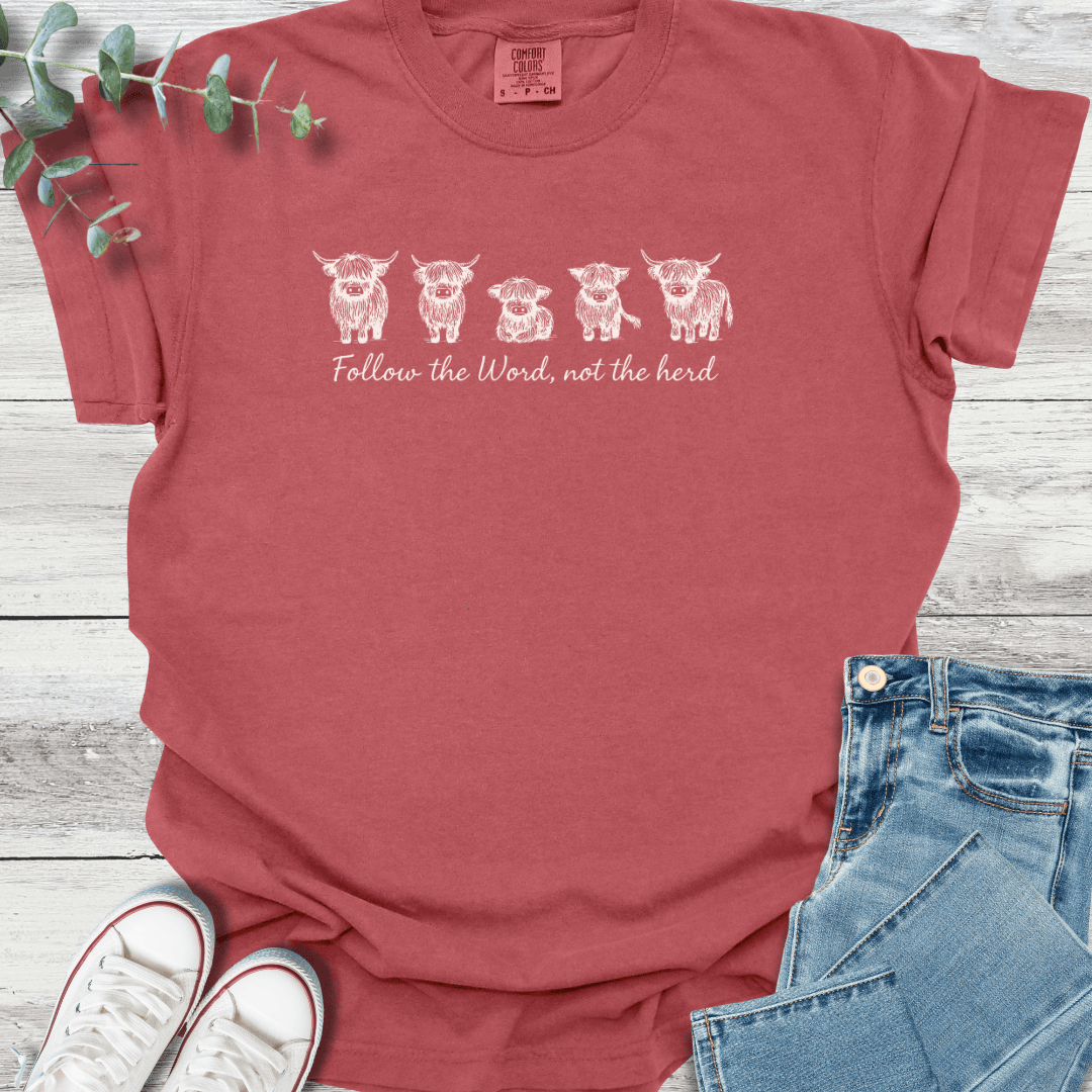 Highland Herd T-shirt in Crimson - Christian graphic tee