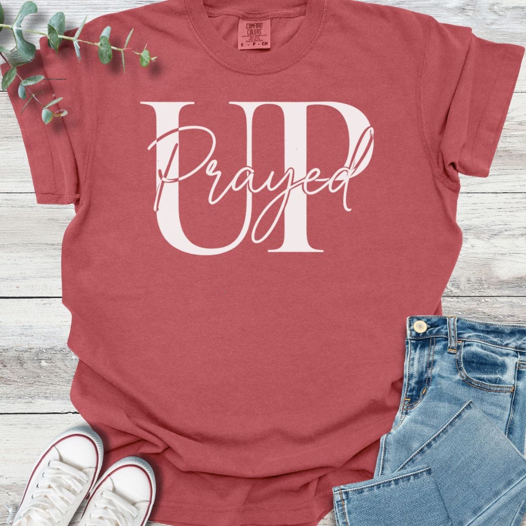 Well Prayed T-shirt in Crimson - Christian graphic tee