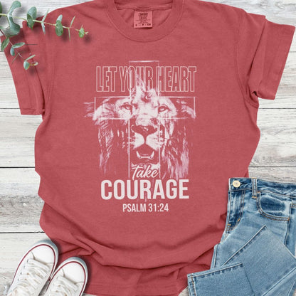 Courageous Heart T-shirt in Crimson - Christian graphic tee