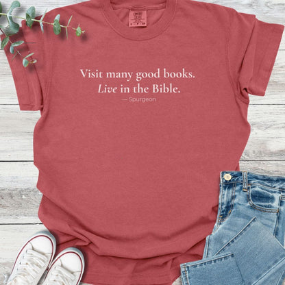 Book Life T-shirt in Crimson - Christian graphic tee
