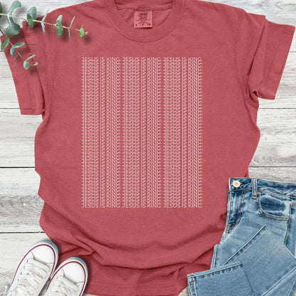 Kingdom Pattern T-Shirt in Crimson - Christian graphic tee
