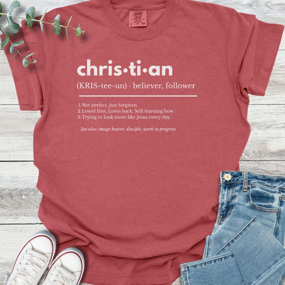 Christian Definition T-shirt in Crimson - Christian graphic tee