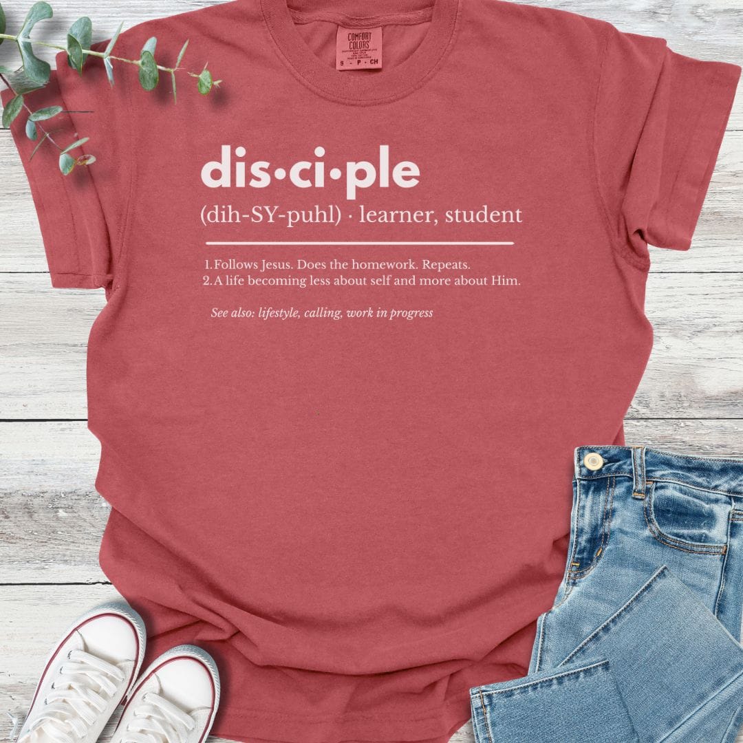 Disciple Definition T-shirt in Crimson - Christian graphic tee