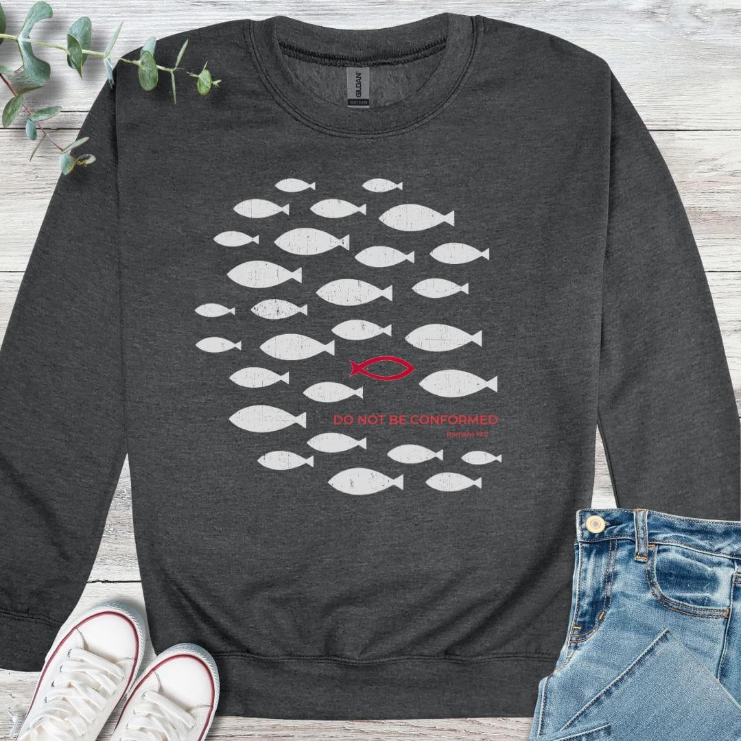 Not Conformed Sweatshirt in Dark Heather - Christian graphic sweatshirt