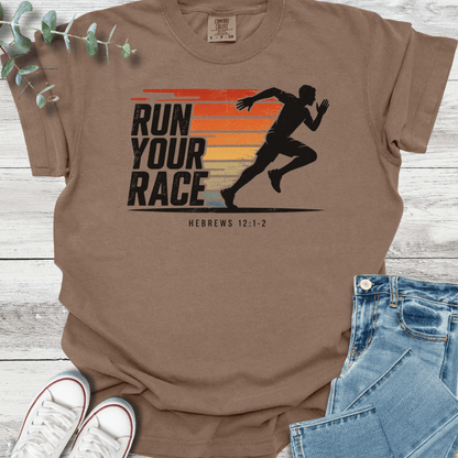 Run Your Race T-Shirt - Christian graphic tee