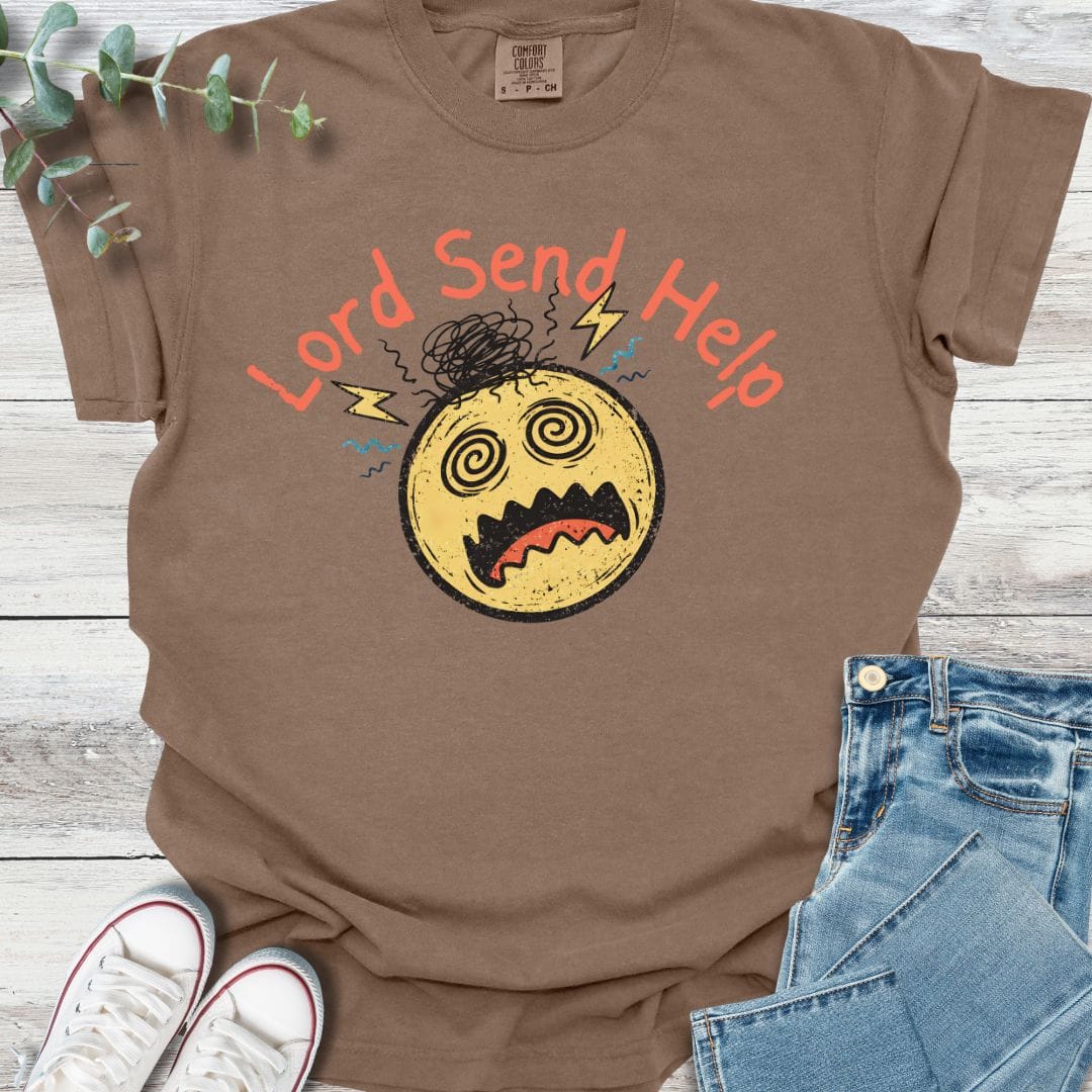 Send Help T-Shirt in Espresso - Christian graphic tee