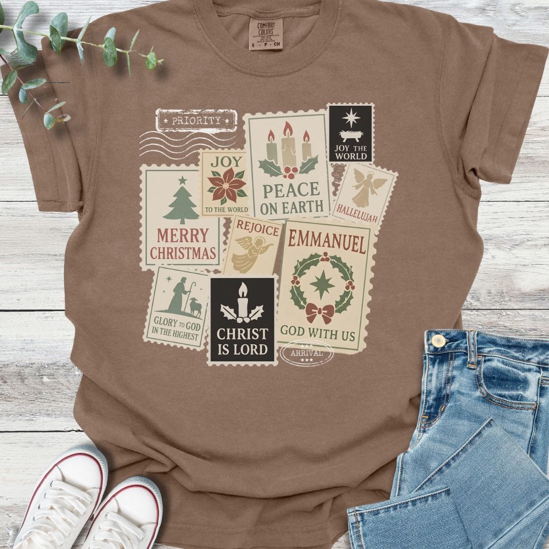 Christmas Stamps T-shirt - Christian graphic tee
