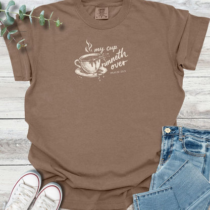 Runneth Over T-shirt in Espresso - Christian graphic tee