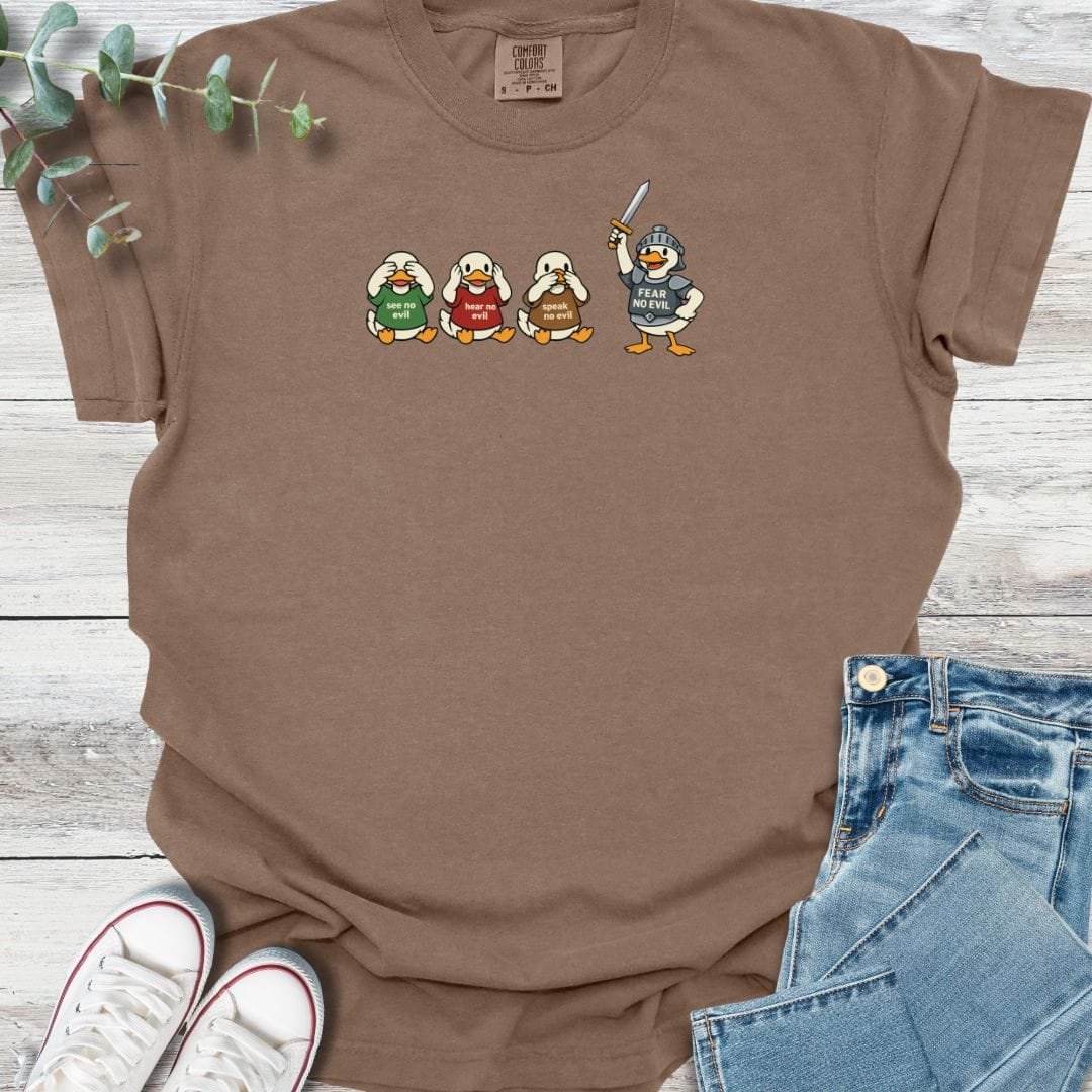 Fear No Evil T-shirt in Espresso - Christian graphic tee