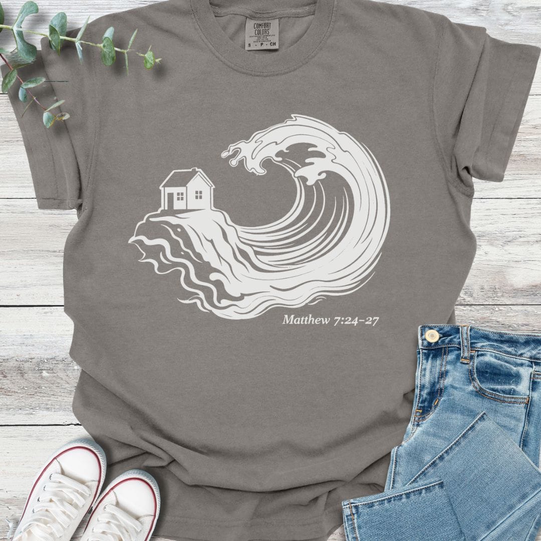 Built On Rock T-shirt in Grey - Christian graphic tee