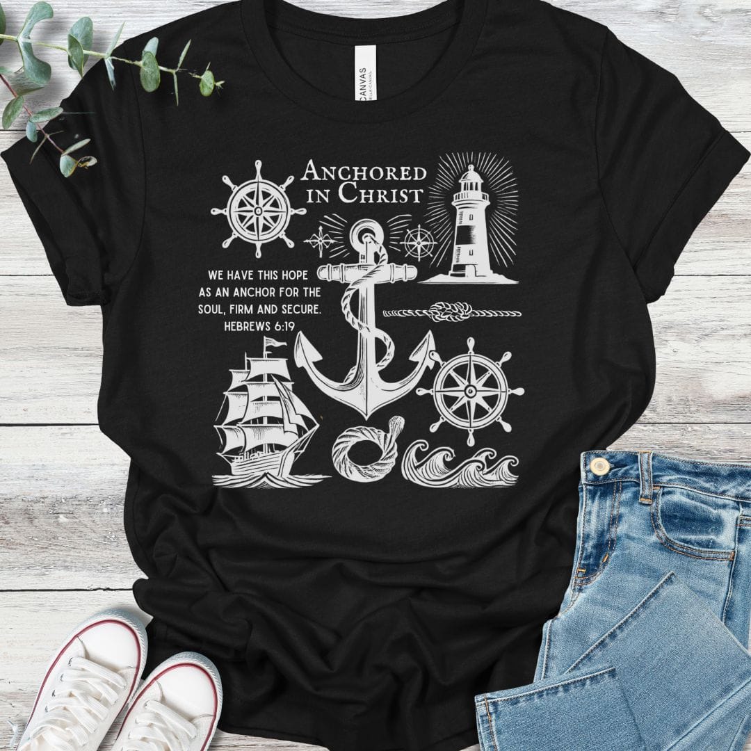 Anchored T-Shirt in Black Heather - Christian graphic tee