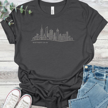City On A Hill T-Shirt in Dark Grey Heather - Christian graphic tee