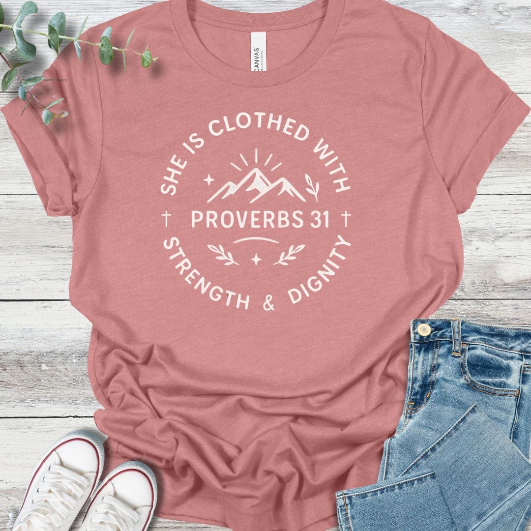 Proverbs 31 T-Shirt in Heather Mauve - Christian graphic tee