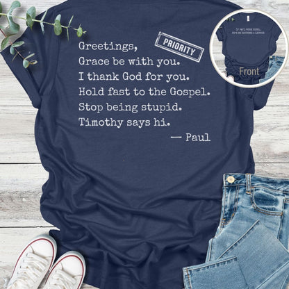 Pure Paul Special Edition T-Shirt in Heather Navy - Christian graphic tee