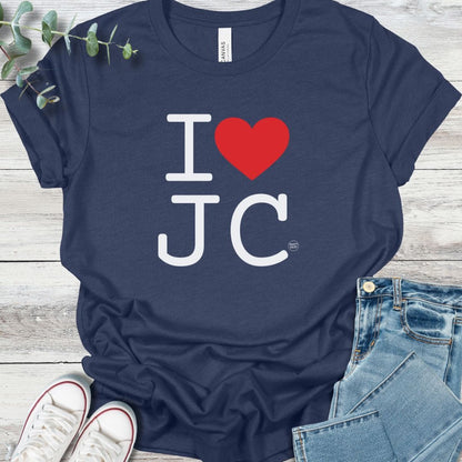 I Heart T-Shirt in Heather Navy - Christian graphic tee
