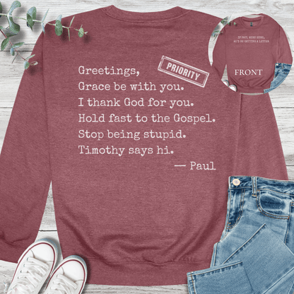 Pure Paul Sweatshirt in Heather Sport Dark Maroon - Christian graphic sweatshirt