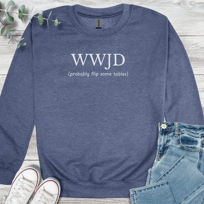 Flipping Tables Sweatshirt - Christian graphic sweatshirt