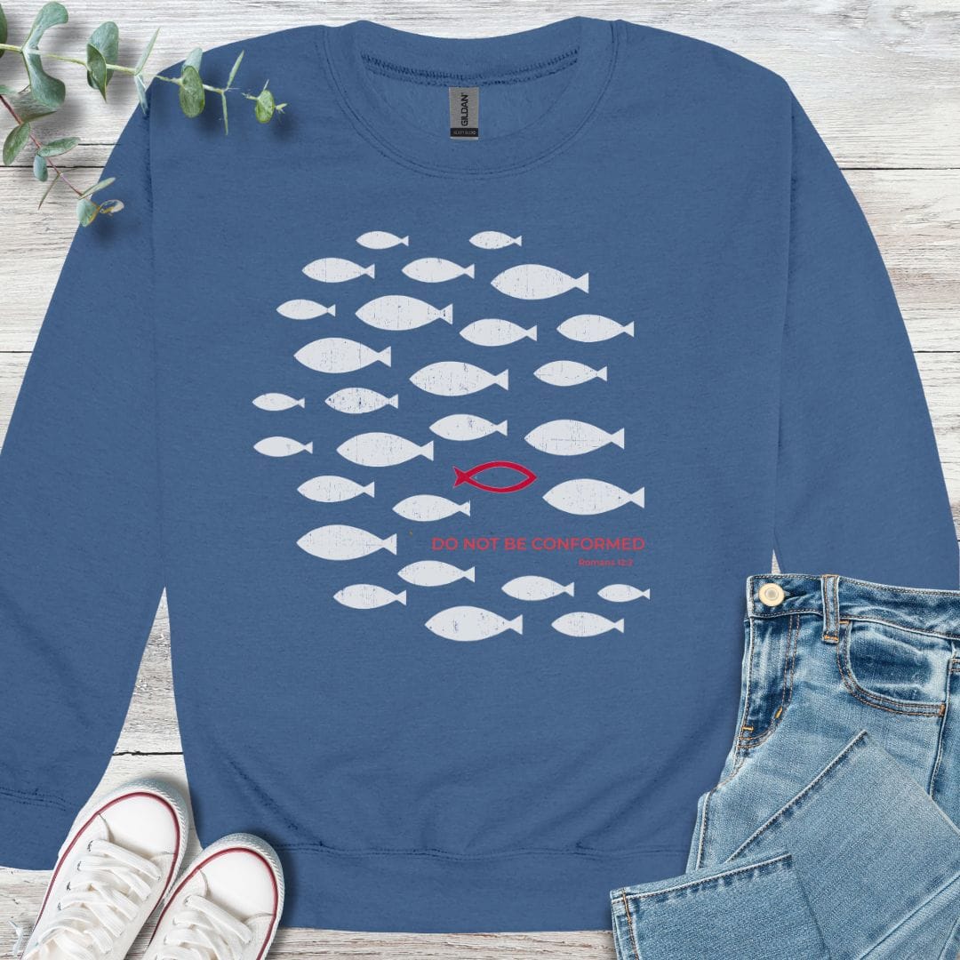 Not Conformed Sweatshirt in Indigo Blue - Christian graphic sweatshirt