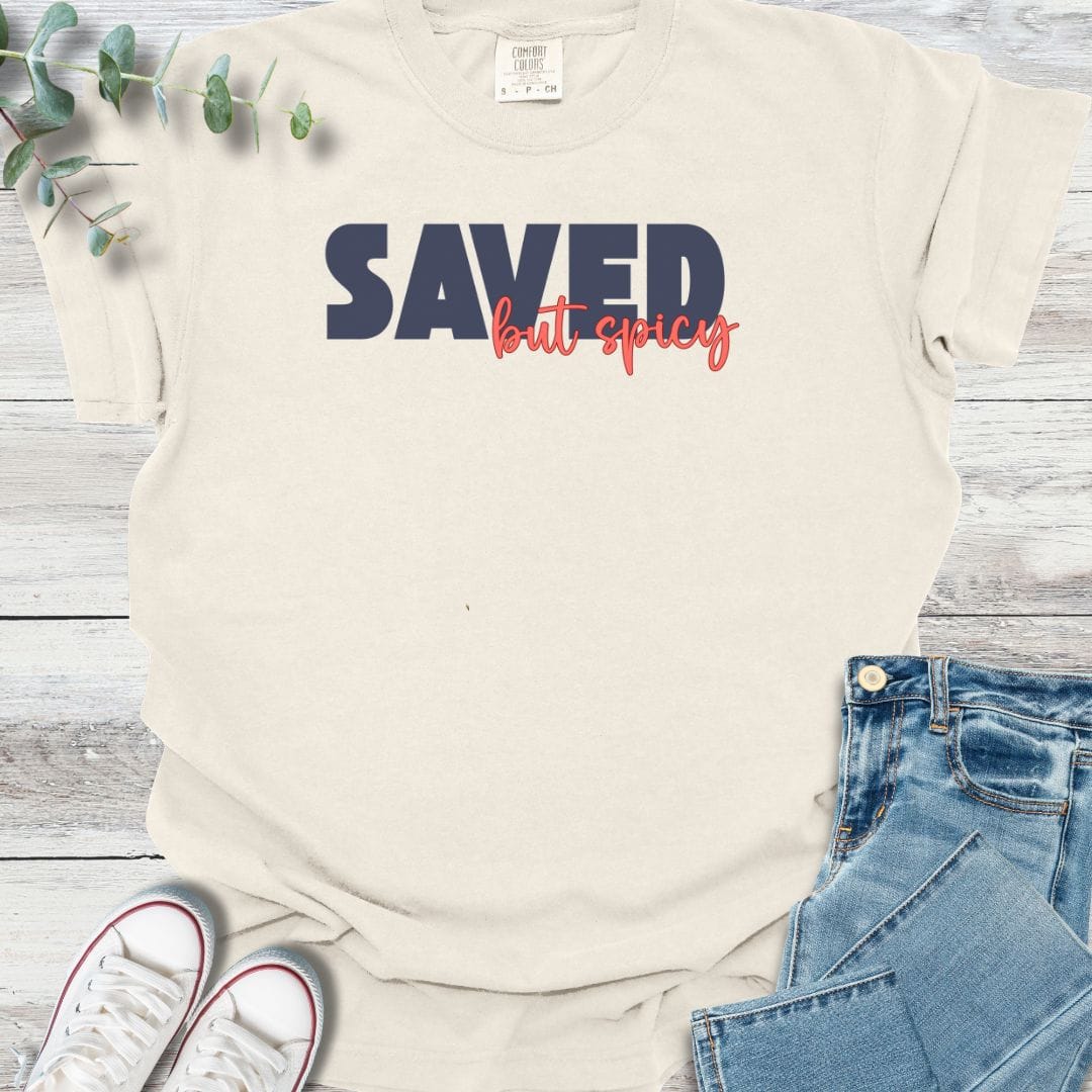 Saved & Spicy T-shirt in Ivory - Christian graphic tee