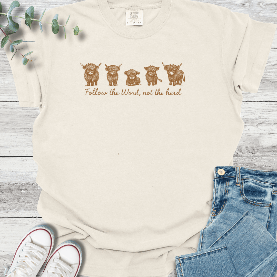 Highland Herd T-shirt in Ivory - Christian graphic tee