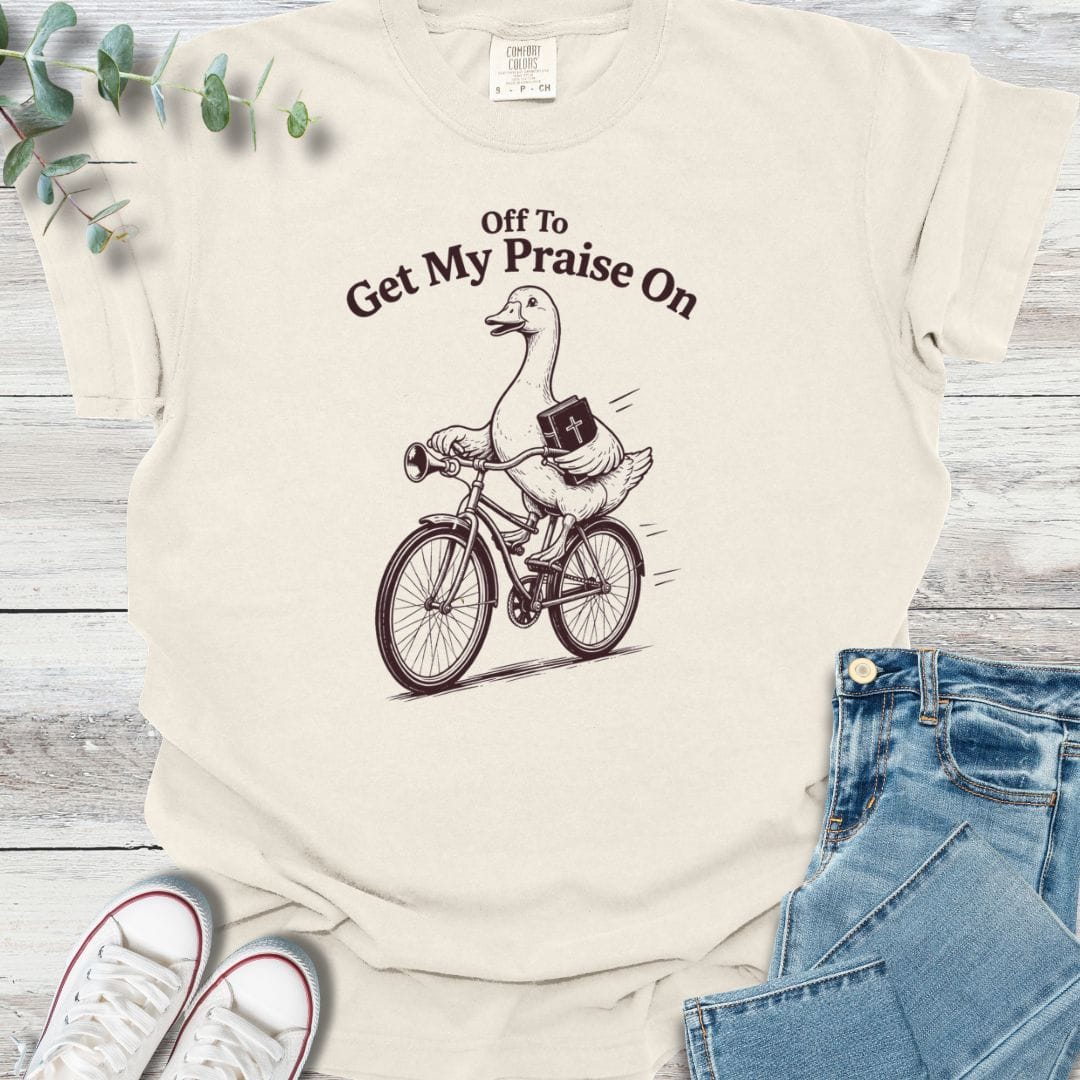 Praise Goose T-shirt in Ivory - Christian graphic tee