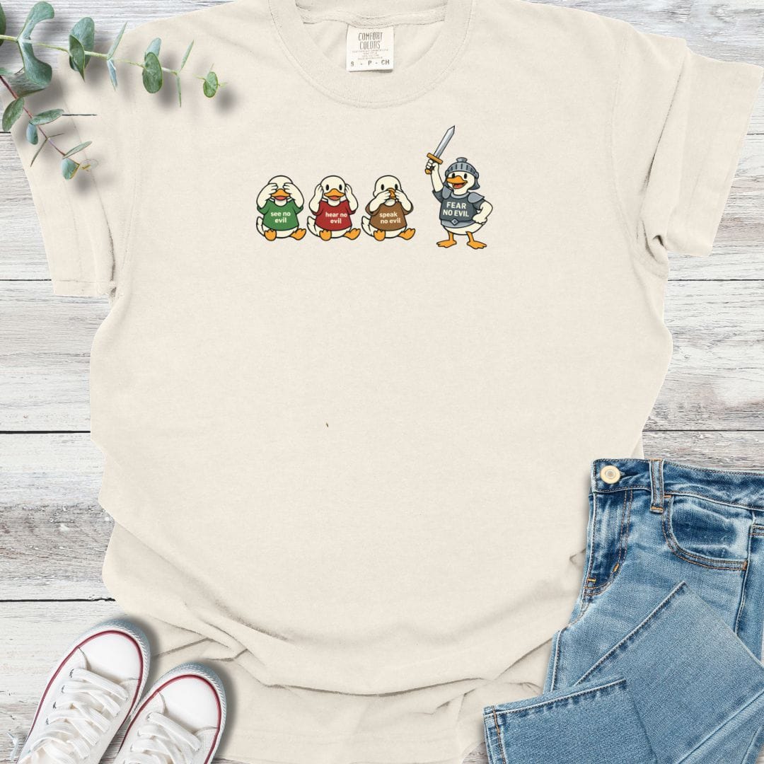 Fear No Evil T-shirt in Ivory - Christian graphic tee