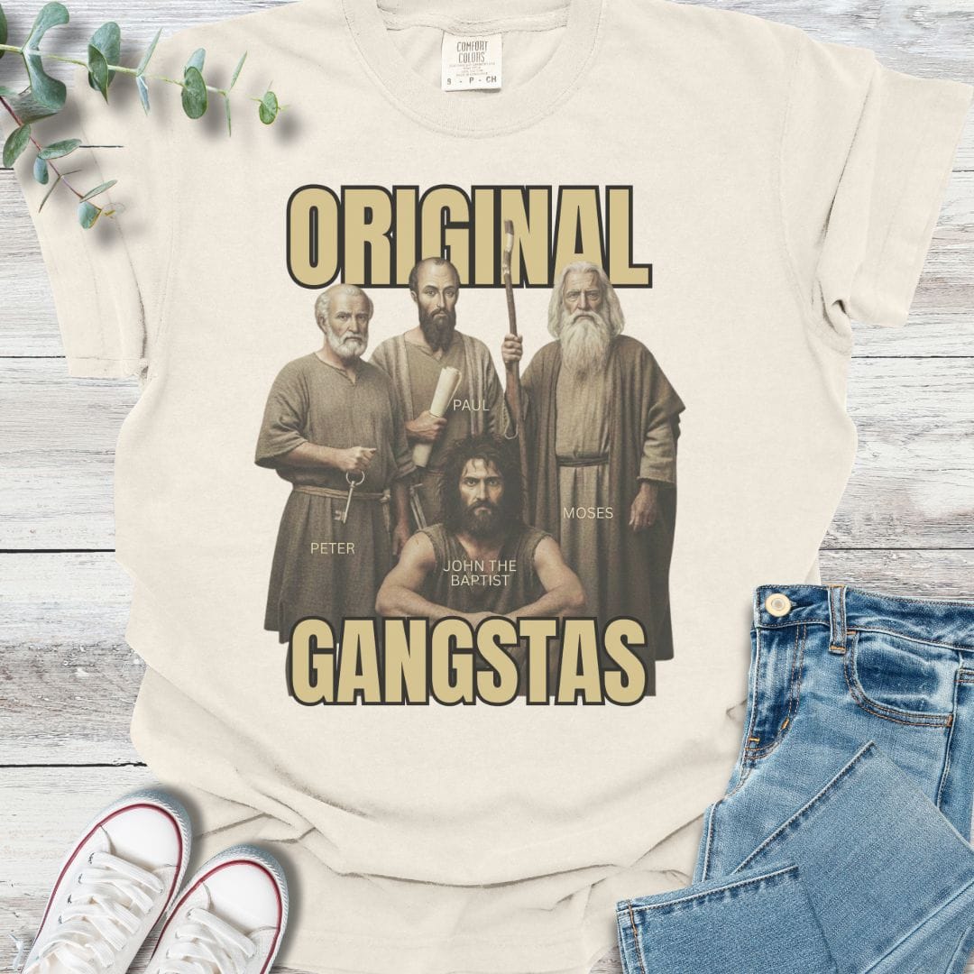 God's Original Gangstas T-Shirt in Ivory - Christian graphic tee