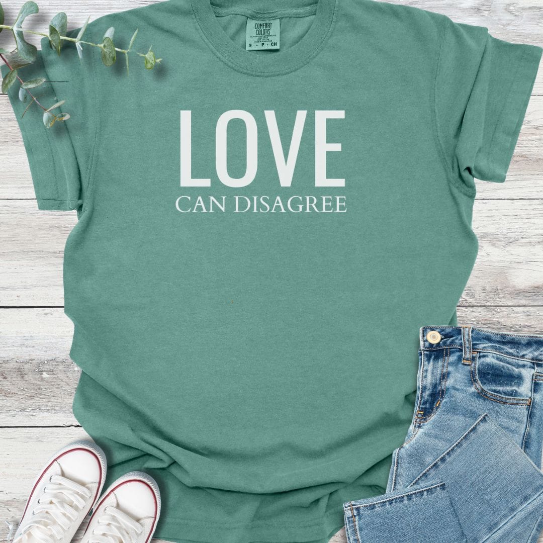 Love Can Disagree T-shirt in Light Green - Christian graphic tee