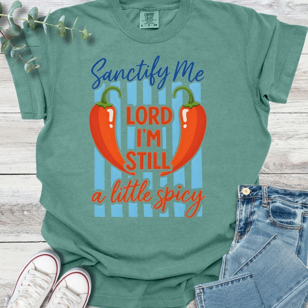 Sanctified Spice T-shirt in Light Green - Christian graphic tee