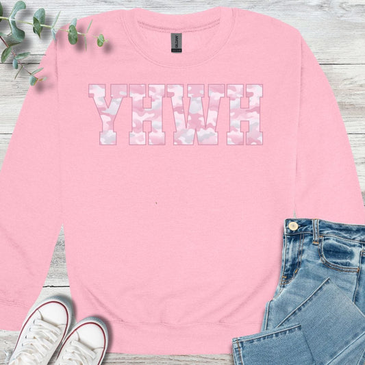 Camo YHWH Sweatshirt - Christian graphic sweatshirt
