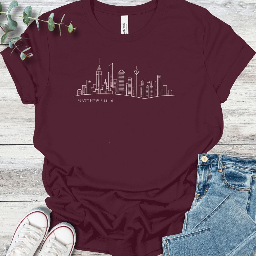 City On A Hill T-Shirt in Maroon - Christian graphic tee