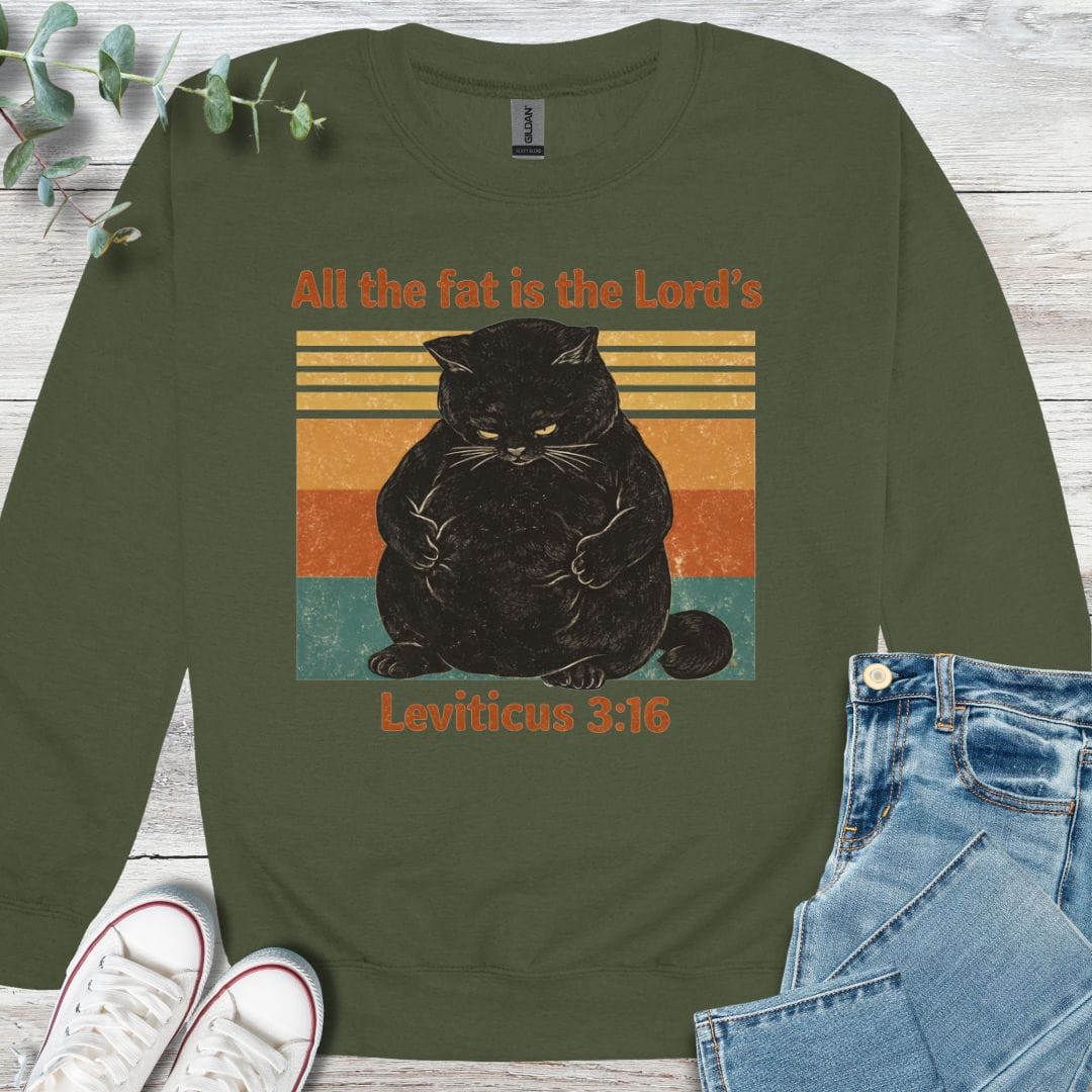 The Lord's Portion Sweatshirt in Military Green - Christian graphic sweatshirt