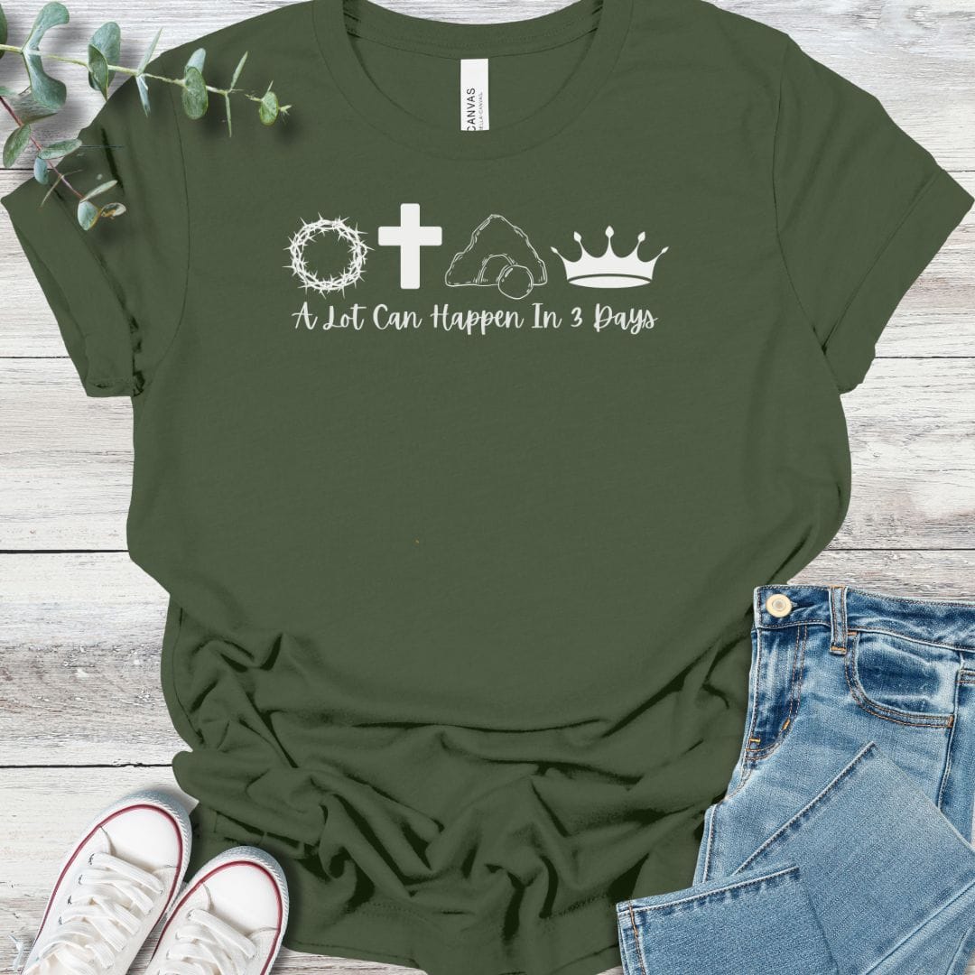 Three Days T-Shirt in Military Green - Christian graphic tee