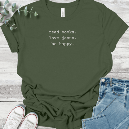 Contentment T-Shirt in Military Green - Christian graphic tee
