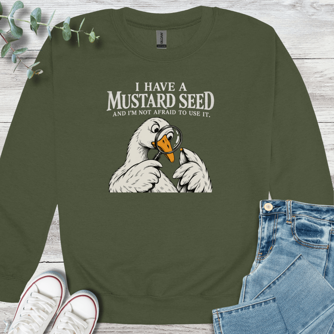 Mustard Seed Power Sweatshirt - Christian graphic sweatshirt