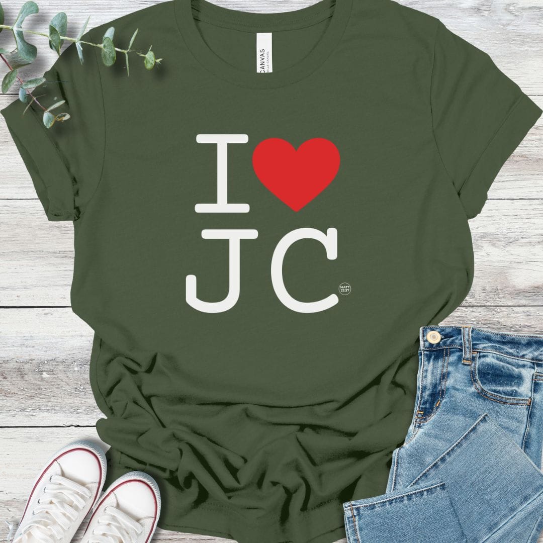 I Heart T-Shirt in Military Green - Christian graphic tee