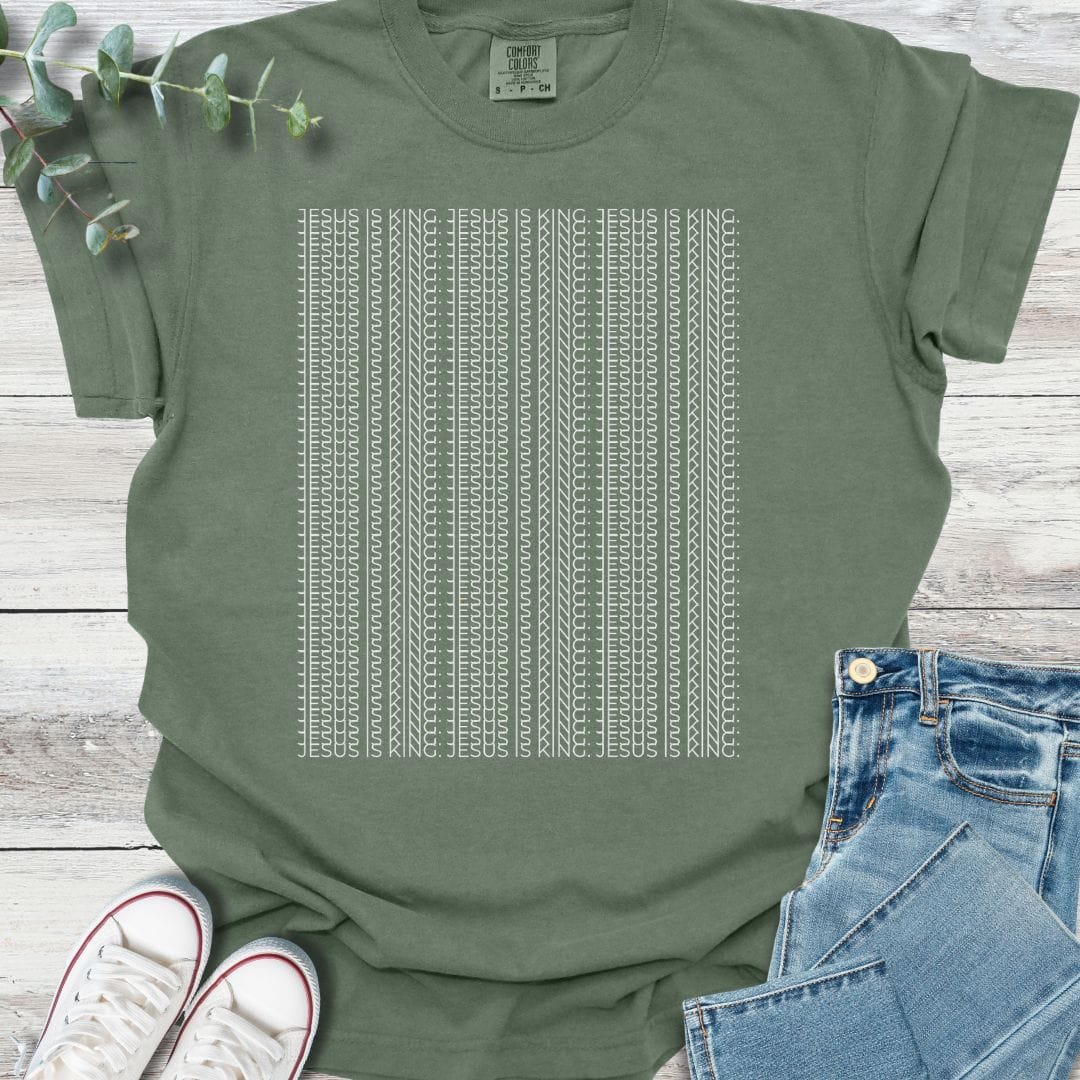 Kingdom Pattern T-Shirt in Moss - Christian graphic tee