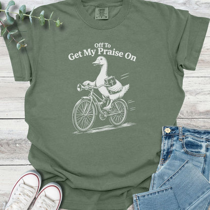 Praise Goose T-shirt in Moss - Christian graphic tee