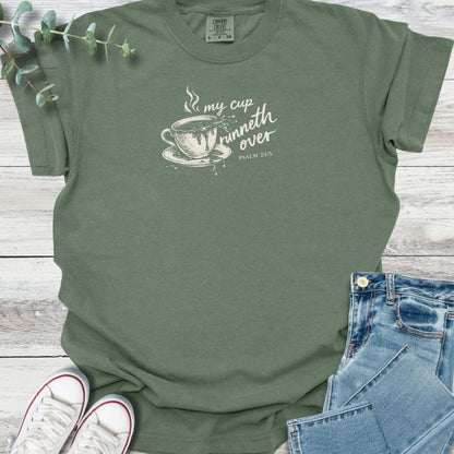 Runneth Over T-shirt in Moss - Christian graphic tee