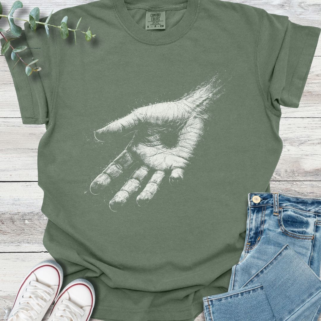 Nail Scarred Hand T-Shirt in Moss - Christian graphic tee